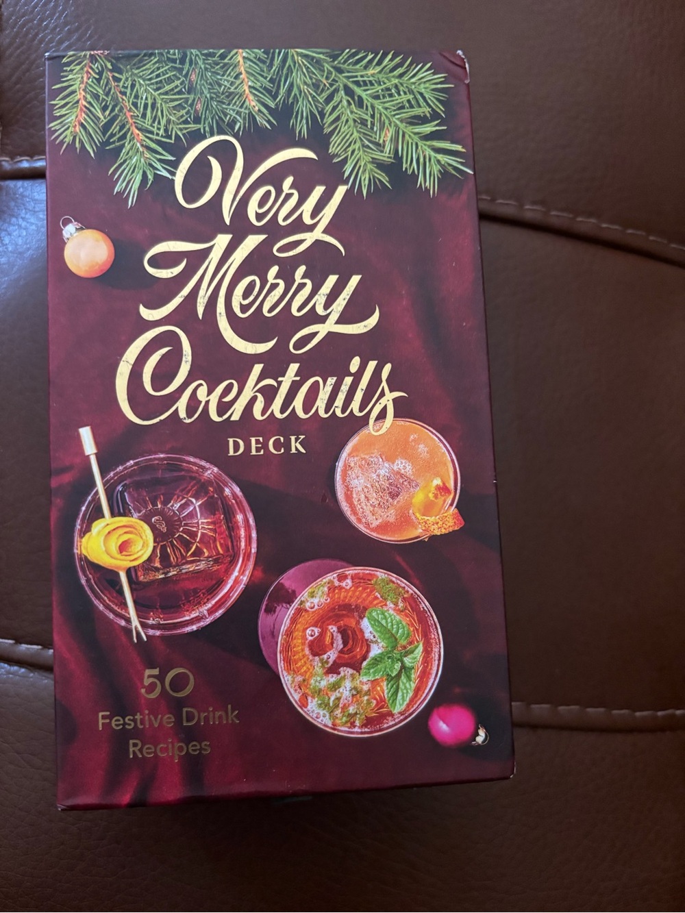 Chronicle Books Holiday Cocktail Recipe Deck — Burgundy and Gold